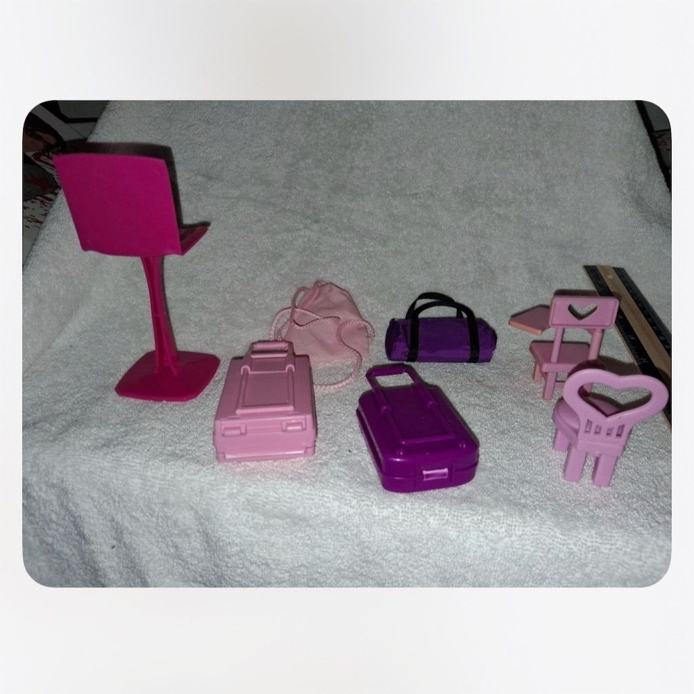 Barbie Doll Accessories Lot:‎ Chairs, Luggage, Bags Multicolor Set